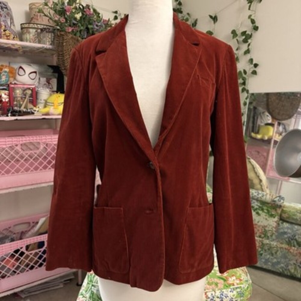 Vintage The Fashion Place Red Corduroy Blazer Jacket Women’s Size 12